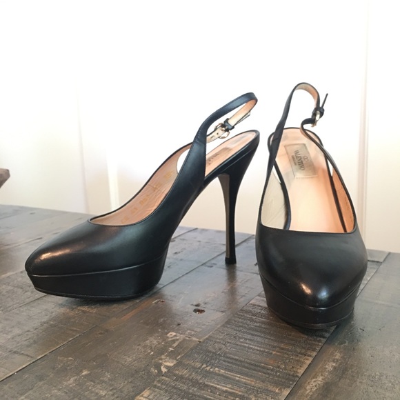 Valentino Shoes - Valentino Black High Heel Platform Slingback 38.5